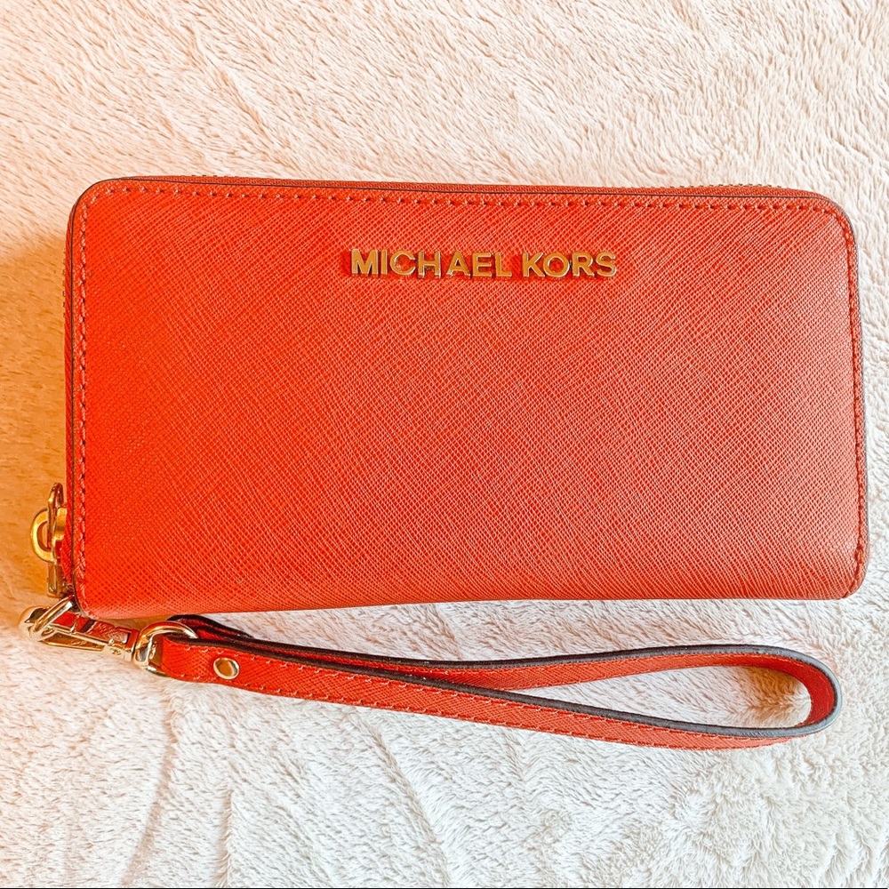 Michael Kors Continental Zip Around Wallet Orange